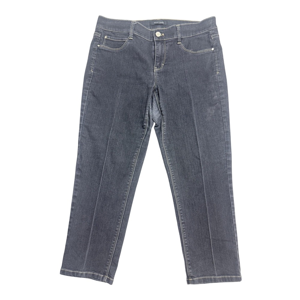 White House Black Market Jeans Womens M Charcoal Gray Skinny Leg Ankle Denim‎